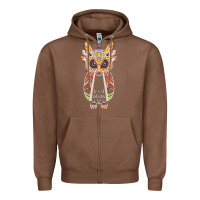 Chestnut Native OWL Zipper Hoodie - artisFamous
