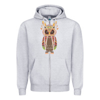 Heather Grey Native OWL Zipper Hoodie - artisFamous