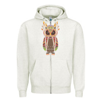 Oatmeal Heather Native OWL Zipper Hoodie - artisFamous