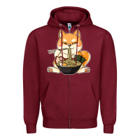 Burgundy shiba inu dog ramen Zipper Hoodie - artisFamous