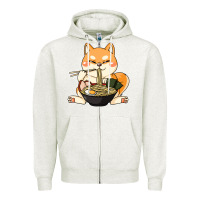 Oatmeal Heather shiba inu dog ramen Zipper Hoodie - artisFamous