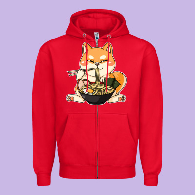 Shiba Inu Dog Ramen Zipper Hoodie Designed By Artisfamous