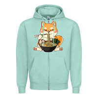 Seafoam shiba inu dog ramen Zipper Hoodie - artisFamous