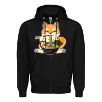 Black shiba inu dog ramen Zipper Hoodie - artisFamous