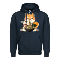 Navy shiba inu dog ramen Zipper Hoodie - artisFamous