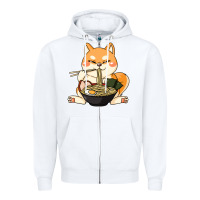 White shiba inu dog ramen Zipper Hoodie - artisFamous