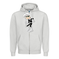 Dove Grey danny phantom run Zipper Hoodie - artisFamous