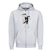 Heather Grey danny phantom run Zipper Hoodie - artisFamous
