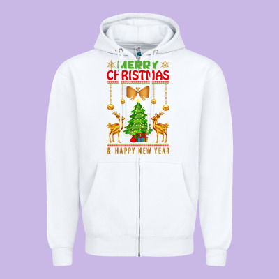 Merry Christmas Zipper Hoodie Designed By Artisfamous