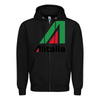 Black alitalia Zipper Hoodie - artisFamous