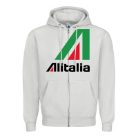 Dove Grey alitalia Zipper Hoodie - artisFamous