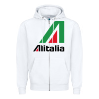 White alitalia Zipper Hoodie - artisFamous