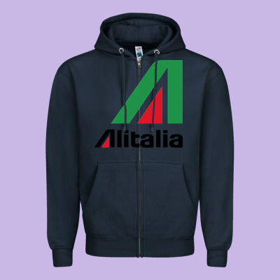 Alitalia Zipper Hoodie Designed By Artisfamous