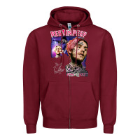 Burgundy lil peep Zipper Hoodie - artisFamous