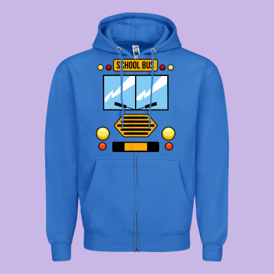 School Bus Costume Cool Halloween Zipper Hoodie Designed By Artisfamous