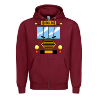 Burgundy school bus costume cool halloween Zipper Hoodie - artisFamous