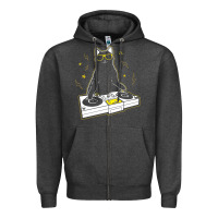 Charcoal Heather cat dj Zipper Hoodie - artisFamous