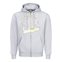 Heather Grey cat dj Zipper Hoodie - artisFamous