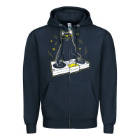 Navy cat dj Zipper Hoodie - artisFamous