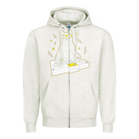 Oatmeal Heather cat dj Zipper Hoodie - artisFamous