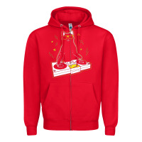 Red cat dj Zipper Hoodie - artisFamous