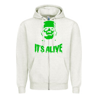 Oatmeal Heather frankenstein Zipper Hoodie - artisFamous
