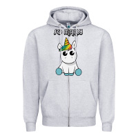 Heather Grey so manly funny unicorn Zipper Hoodie - artisFamous