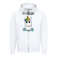 White so manly funny unicorn Zipper Hoodie - artisFamous