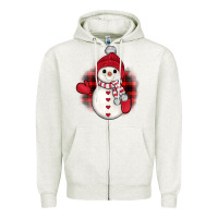 Oatmeal Heather snowman christmas Zipper Hoodie - JahusDesignShop