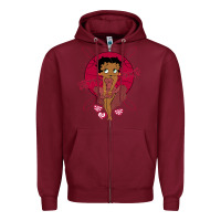 Burgundy Black Betty Boop Zipper Hoodie - artisFamous