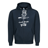 Navy bourdain cook free or die Zipper Hoodie - artisFamous