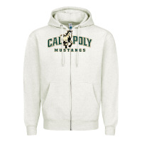 Oatmeal Heather cal poly mustangs Zipper Hoodie - artisFamous