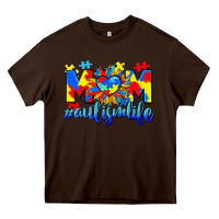 Chocolate Brown Mom Autism life Heavy Core Tee - CowGirlArtShop