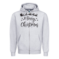 Heather Grey merry christmas Zipper Hoodie - artisFamous