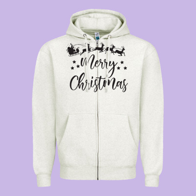 Merry Christmas Zipper Hoodie Designed By Artisfamous