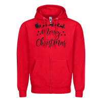 Red merry christmas Zipper Hoodie - artisFamous