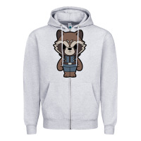 Heather Grey rocket racoon chibi Zipper Hoodie - artisFamous