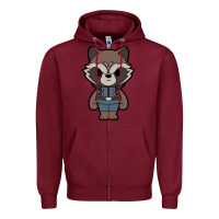 Burgundy rocket racoon chibi Zipper Hoodie - artisFamous