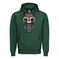 Sports Green rocket racoon chibi Zipper Hoodie - artisFamous
