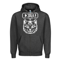 Charcoal Heather kill no more heroes cat Zipper Hoodie - artisFamous