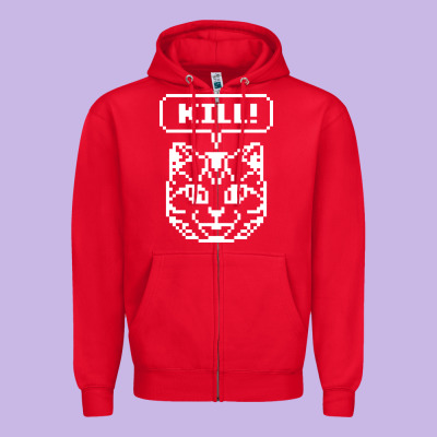 Kill No More Heroes Cat Zipper Hoodie Designed By Artisfamous