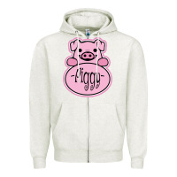 Oatmeal Heather pig piggy costume Zipper Hoodie - artisFamous