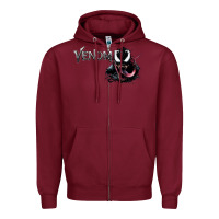 Burgundy VENOM THE MOVIE Zipper Hoodie - artisFamous
