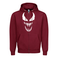 Burgundy VENOM THE MOVIE Zipper Hoodie - artisFamous
