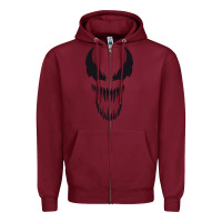 Burgundy VENOM THE MOVIE Zipper Hoodie - artisFamous
