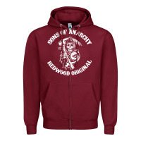 Burgundy sons of anarchy Zipper Hoodie - artisFamous