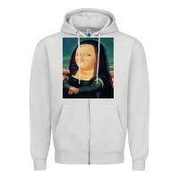 Dove Grey fernando botero mona lisa Zipper Hoodie - artisFamous