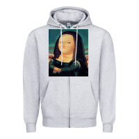 Heather Grey fernando botero mona lisa Zipper Hoodie - artisFamous