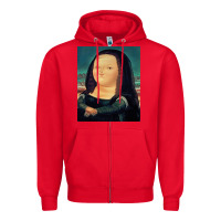 Red fernando botero mona lisa Zipper Hoodie - artisFamous