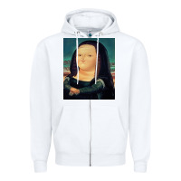 White fernando botero mona lisa Zipper Hoodie - artisFamous